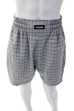 Pleasures Mens Cotton Smocked Waist Metallic Detail Plaid Shorts Gray Size M