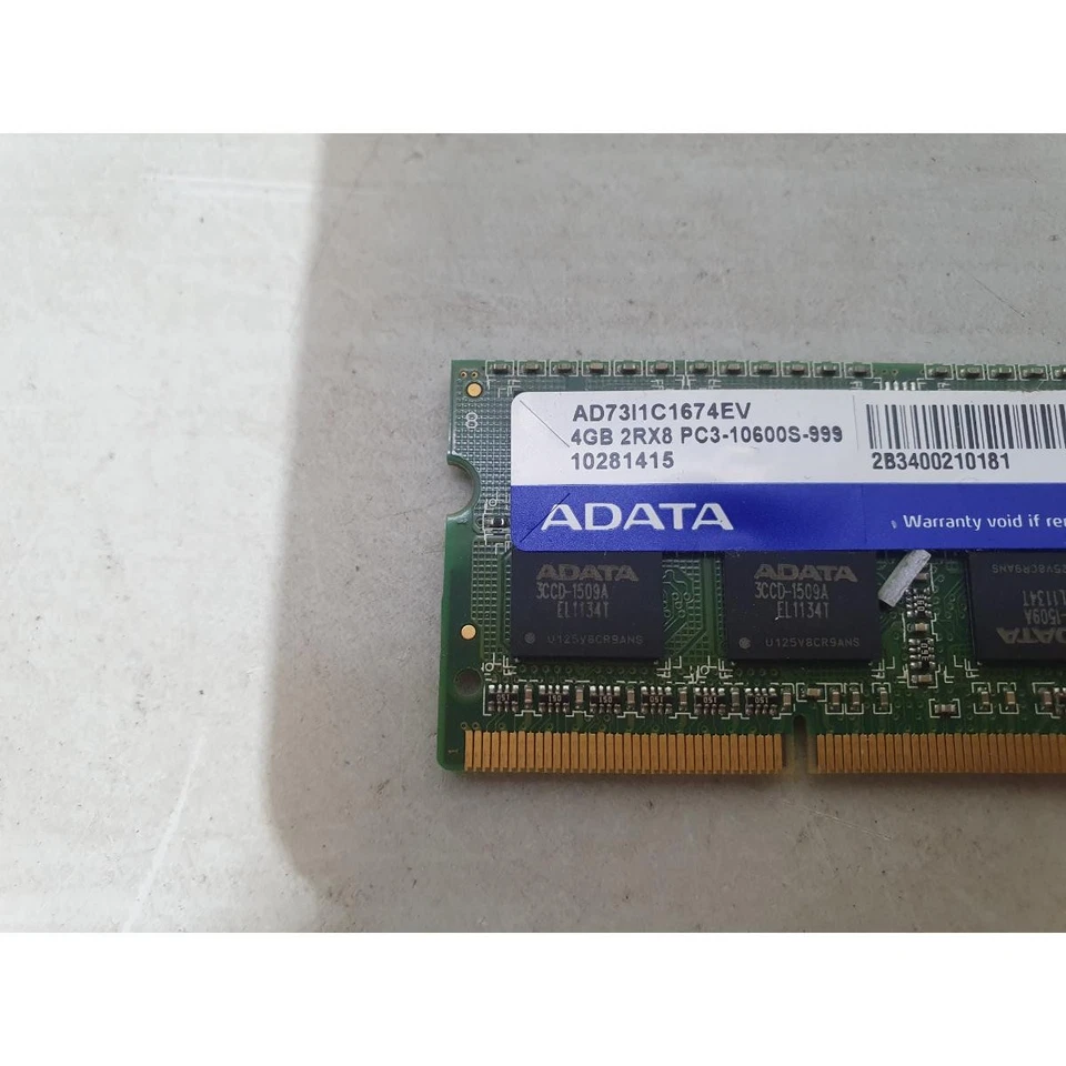 Adata AD73I1C1674EV DDR3 SDRAM 4GB PC3-10600S 1333Mhz Non-ECC SO-DIMM 204-Pin - Image 2 of 4