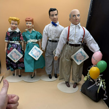 Vintage 1988 I Love Lucy Hamilton Gifts Doll Set Lucy Ricky Fred Ethel Retro 50s