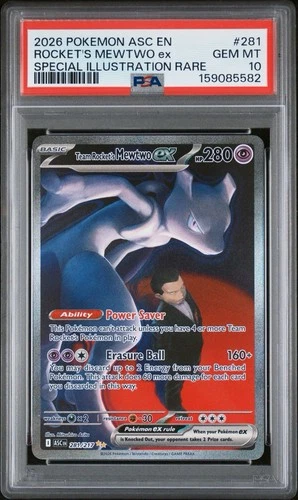 TEAM ROCKET'S MEWTWO EX Ascended Heroes Special Illustration Rare #281 PSA 10