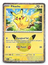 Carta Pokemon rara Pikachu 037/128 30° Celebrazione Holo Pikachu quasi nuova