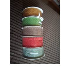 Lace Ribbon Spools Assorted Colors Brown Green Taupe Red Light Blue Solid Design