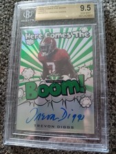 BGS 9.5/10 AUTO 2020 LEAF VALIANT HERE COMES THE BOOM TREVON DIGGS RC GREEN /75