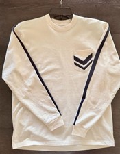 New Tory Burch Sport long sleeve sweatshirt Chevron top oversized XS Ivory Navy
