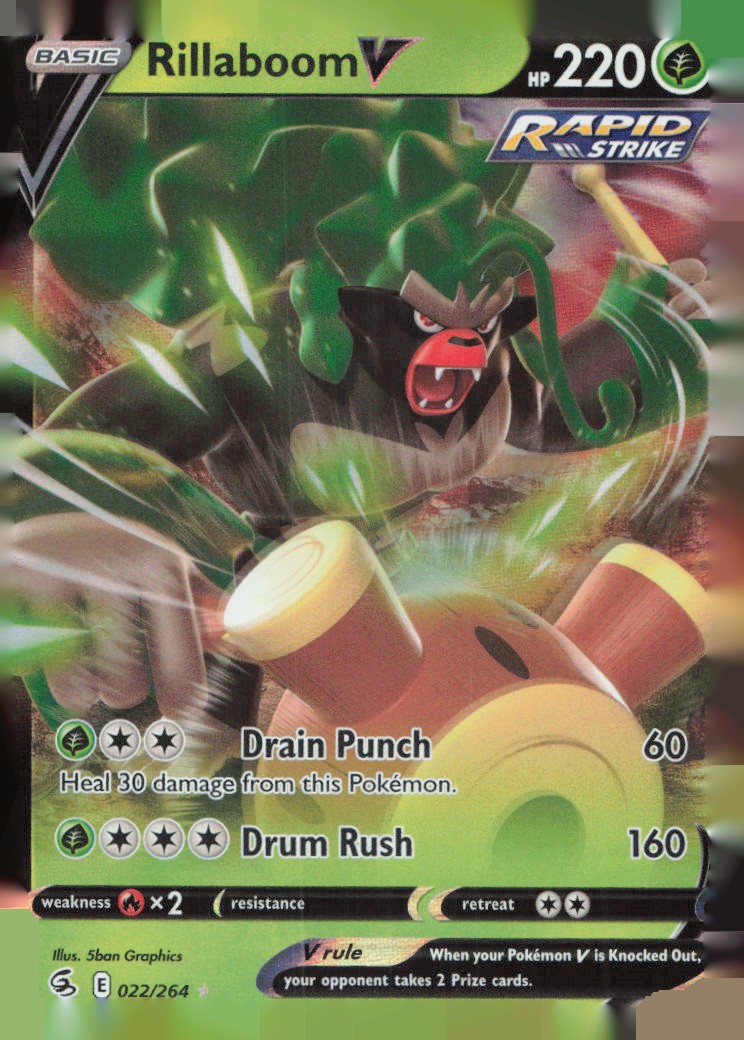 Rillaboom V Ultra Rare SWSH08: Fusion Strike 022/264 NM