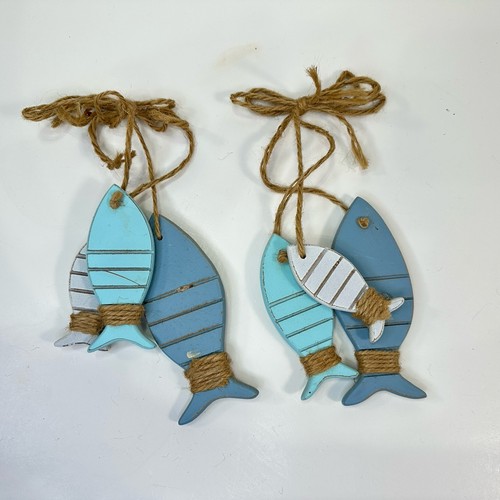 Wooden Fish Nautical Coastal Beach Hanging Wall Decor