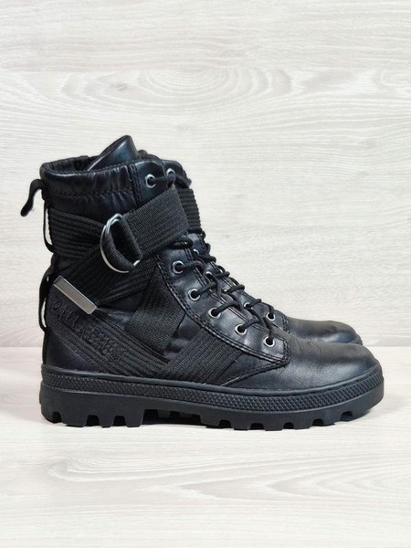 Women Palladium Boots Black Leather 39 #481P