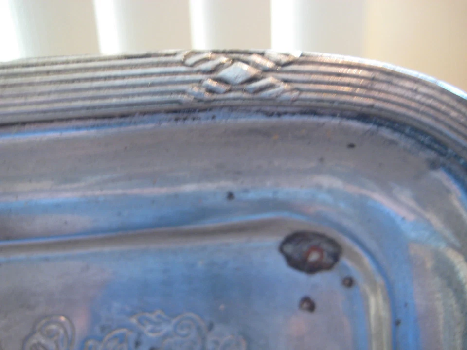 ANTIGUO PLATO RECTANGULAR PLATEADO PESADO VINTAGE Foto 3 de 4