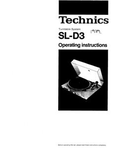 Technics SL-D3 Turntable Owners Instruction Manual Reprint | eBay