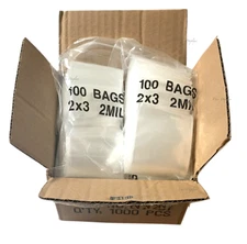 1000Pc Zip Bag Lots Zipper Bags Clear Reclosable Zip Bag 2-mil BULK Poly Bag 2x3