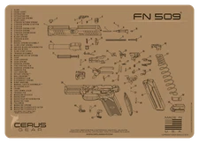 FN 509 Armorers Gun Cleaning Mat Cerus Gear Made in USA FDE