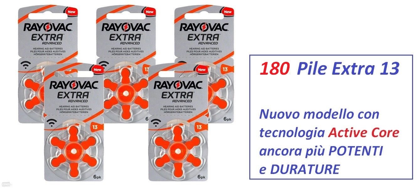 180 pile  RAYOVAC EXTRA 13  PR48  per  protesi acustiche apparecchi acustici