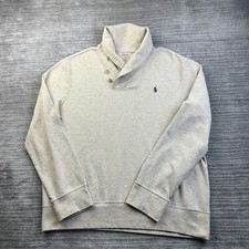 Polo Ralph Lauren Sweater Mens Large Beige Tan Shawl Collar Pony Embroidered