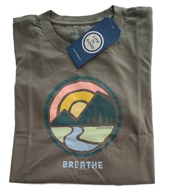 Life Is Good SS Shirt Crusher Tee SUNSET BREATH Mountain Water 47in Womens XL