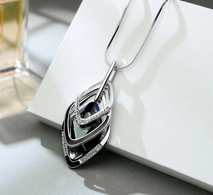 Damen Halskette mit Anhänger Schmuck Collier Silber lange Kette edel Modeschmuck - Bild 3 von 4