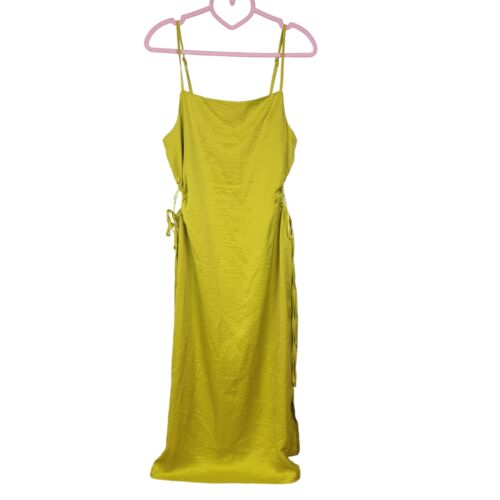 Christian Lacroix Retro Yellow Slip Satin Dress with Cutout Detail Size Medium