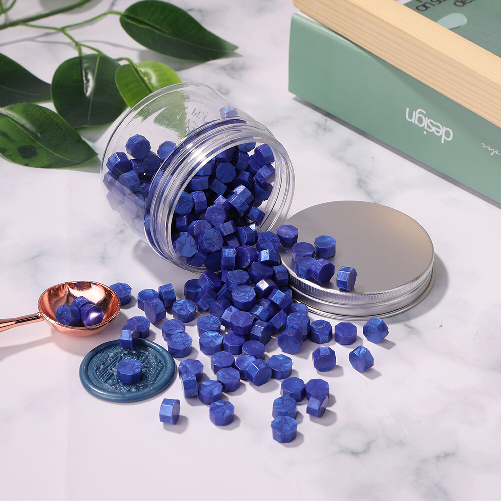 200pcs Octagon Sealing Wax Blue Wax Beads for Envelope Invitation DIY