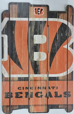 NFL Cincinnati Bengals Plank Fence Wood Sign Holzschild Holz Deko Zaun 43x28cm - Bild 1 von 3