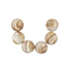 6PC Natural Mother of Pearl Shell Round beads 14mm Light Brown 75148