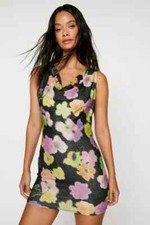 Nasty Gal Metallic Ombre Cowl Neck Mini Dress