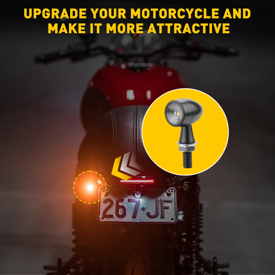 Luz de giro trasera intermitente ámbar bala 4 piezas para motocicleta Foto 4 de 4