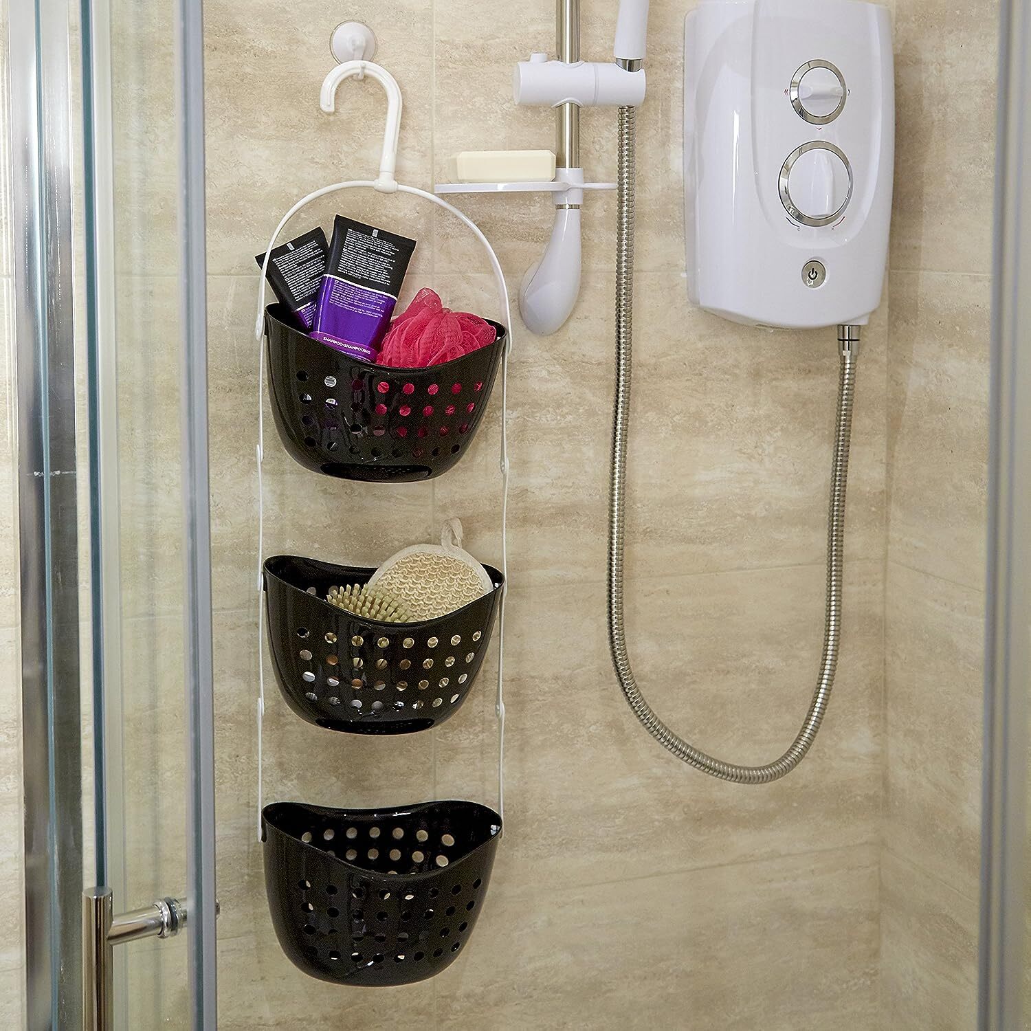 3 Tier Shower Caddy Bath Rack Plastic Hanging Over Shower Organiser