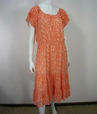 J Crew NWT Short Sleeve Scoop neck Ruffle Short Sleeve Floral Sz 15 Dress Orange