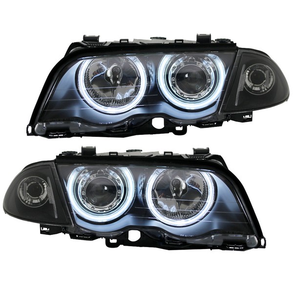 Scheinwerfer Angel Eyes Ccfl FüR BMW E46 Limo Touring 1998-2001 Schwarz-image