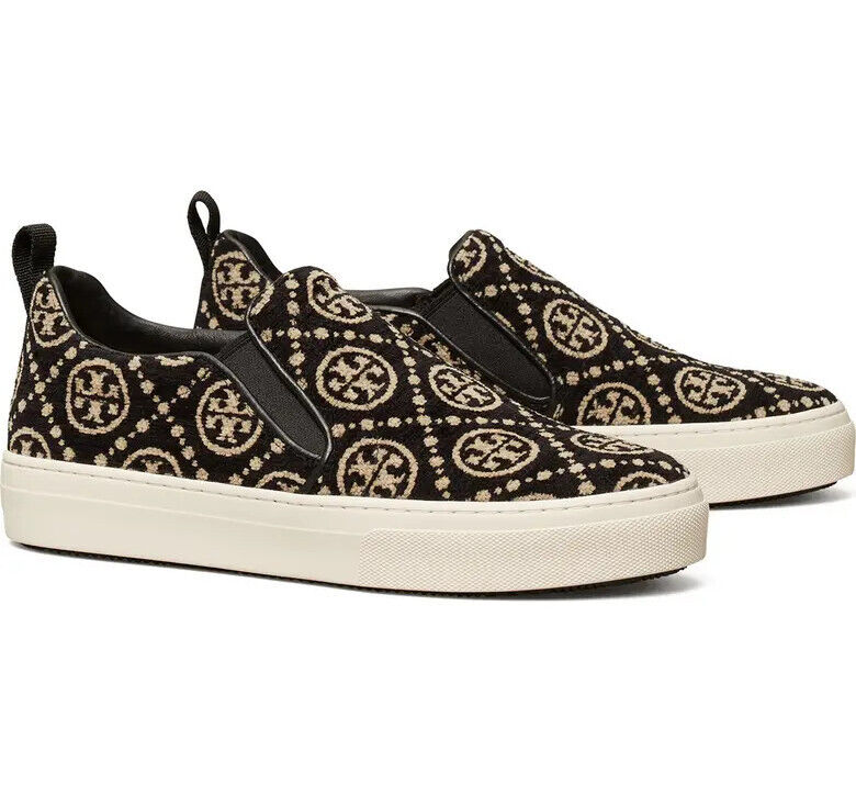 NEW TORY BURCH T Monogram Logo Slip-On Sneaker US 8 Black NEW TORY BURCH T Monogram Logo Slip-On Sneaker US 8 Black