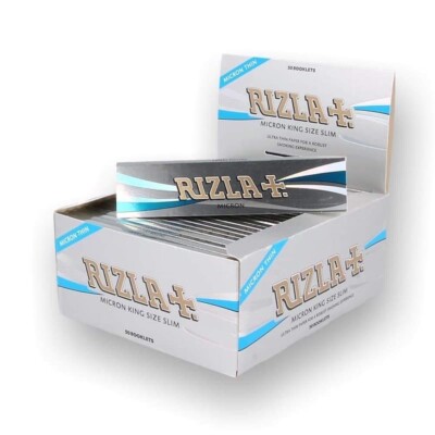 14x RIZLA SILVER MICRON KING SIZE Slim Genuine Cigarette Smoking ...
