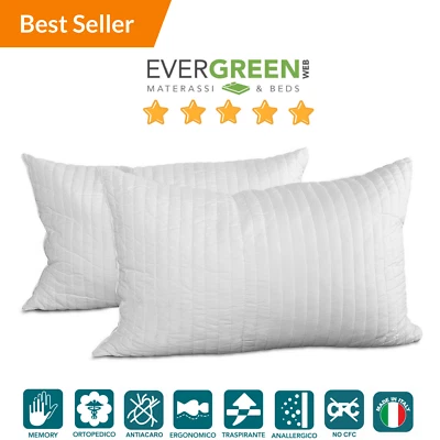 EVERGREENWEB Cuscini 100% Fiocco Memory effetto Piuma D'oca Anallergico Morbidi