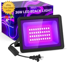 36W LED Black Light IP66 Waterproof, Outdoor Blacklight Flood Light with Plug+Sw