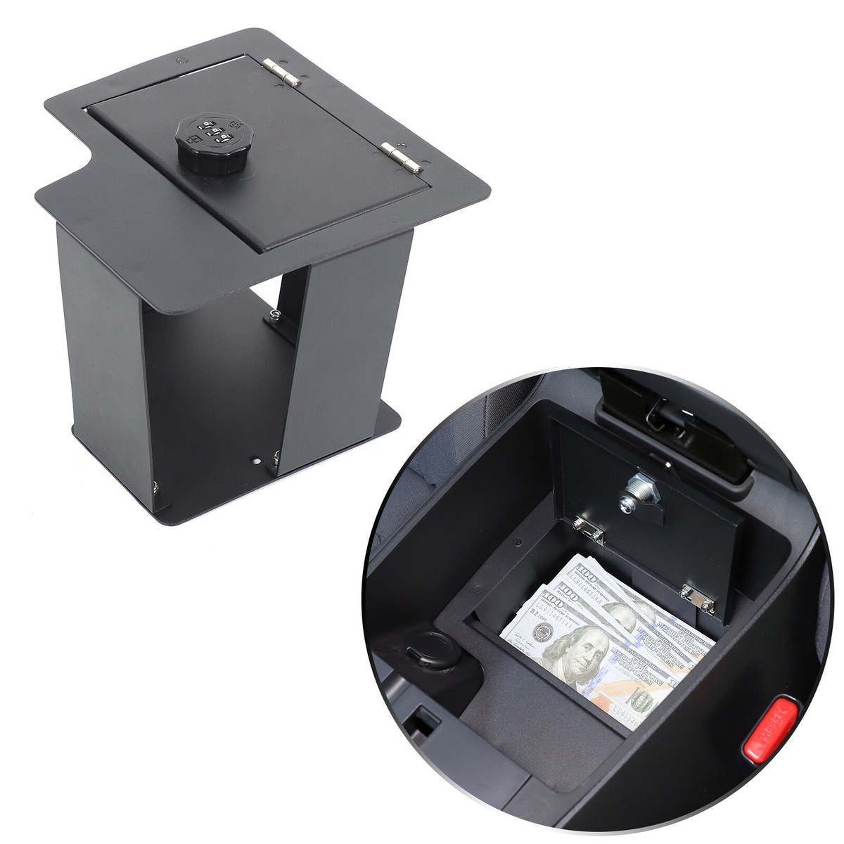 Center Console Safe GUN Storage Lock Box W/ TRAY For Nissan