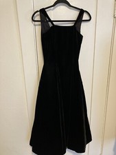 Vtg 1950-60  s Jane Andre Black Velvet Flare Cocktail Dress USA 26  Waist Small