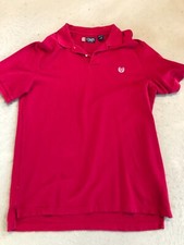 Chaps Men's Large Shirt Red Short Sleeve Collared Knit Polo