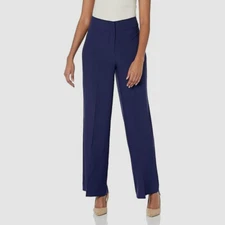 Nipon Boutique Women's Blue Solid High-Rise Wide-Leg Suit Separate Pants Size 8