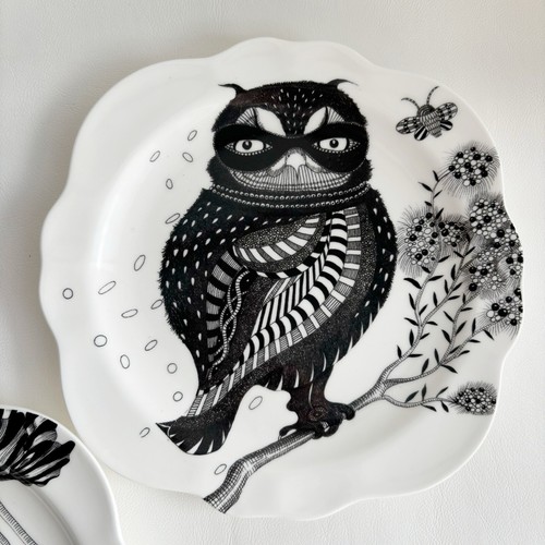 5 BALDUCCI Wild Masquerade Plate Owl Rabbit Cricket Canapé Anthropologie 7” EUC - Picture 5 of 10