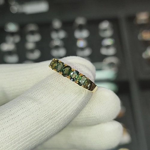 Genuine Green Sapphire Ring, Natural Sapphire on 14k Yellow Gold Band Ring - Video 1 of 1