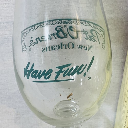 Vintage Pat Obriens Have Fun Hurricane Glass New Orleans Souvenir With Box - Picture 4 of 12
