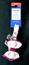 Top Paw Extra Small Poly Blend Collar Pink Crowns & Dangle Gem Bowtie