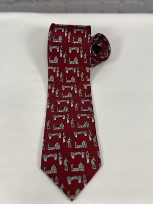 Creazioni Tucci Firenze Red Scenes of Italy Italian 100% Silk Neck Tie (60 x 4)