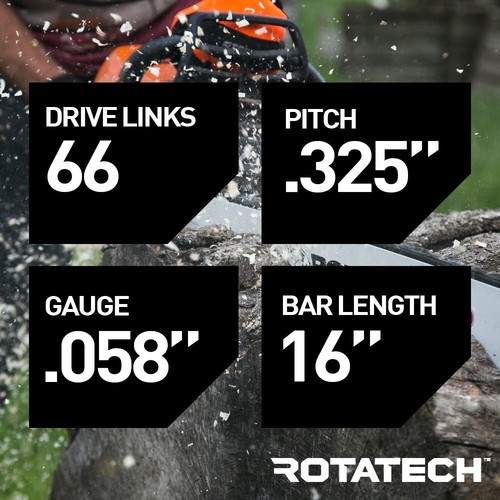 GENUINE Rotatech 16" CHAINSAW CHAIN & BAR PACK FITS HUSQVARNA 450E - Picture 2 of 4