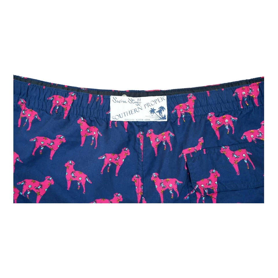 Swim Stuff Southern Proper Men's Trunks Blue And Dogs Prints Size XL - Image 4 of 4