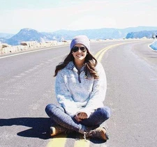 True Grit Fleece Sweater S 1/4 Zip Pullover Original Polar Jacket Beige Frosty