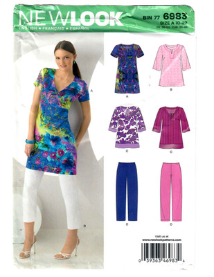 Simplicity New Look 6983 Tops Pants w/Variations Sewing Pattern 10-22, Plus Size