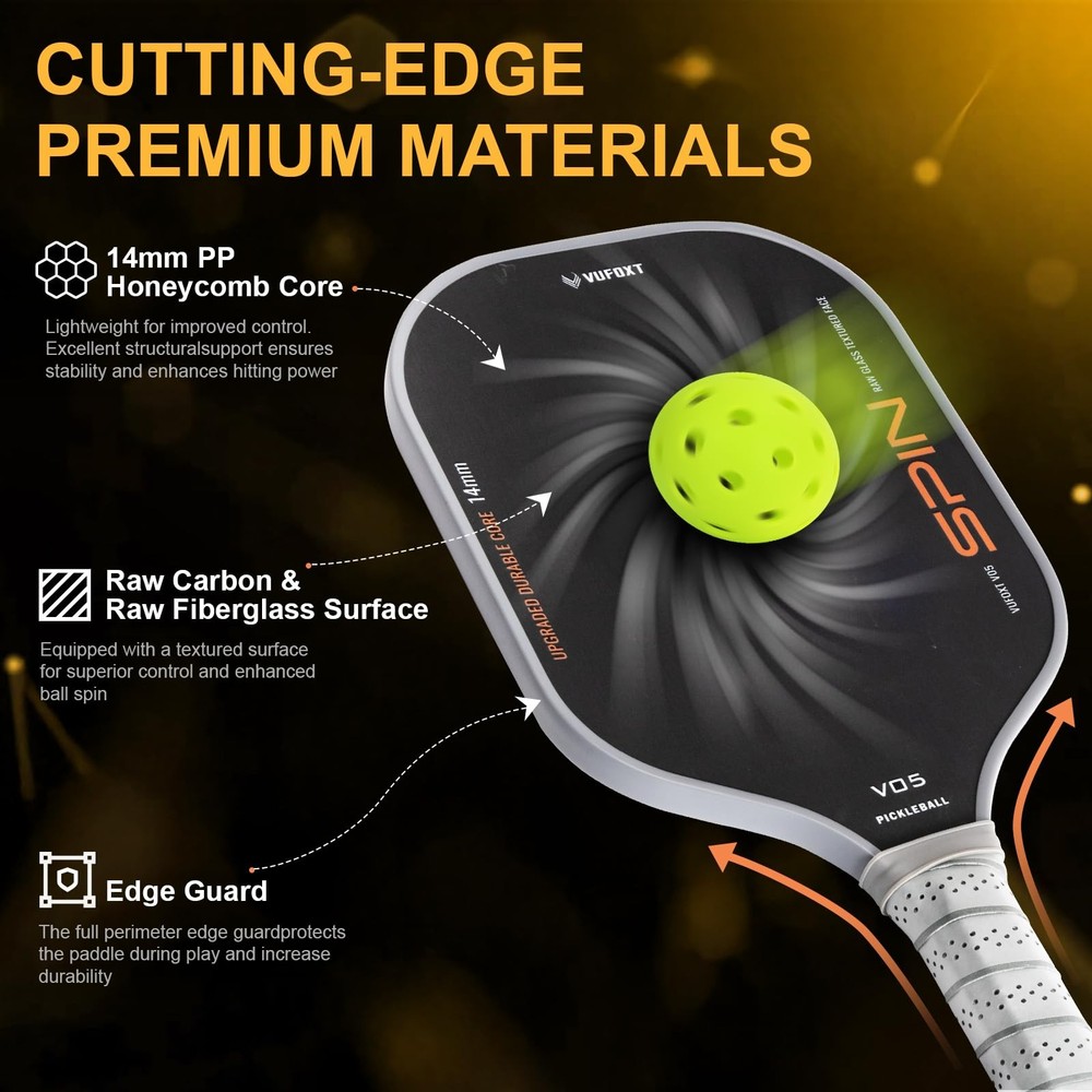 Premium Pickleball Paddles Set of 2 with Carbon Fiber Surface