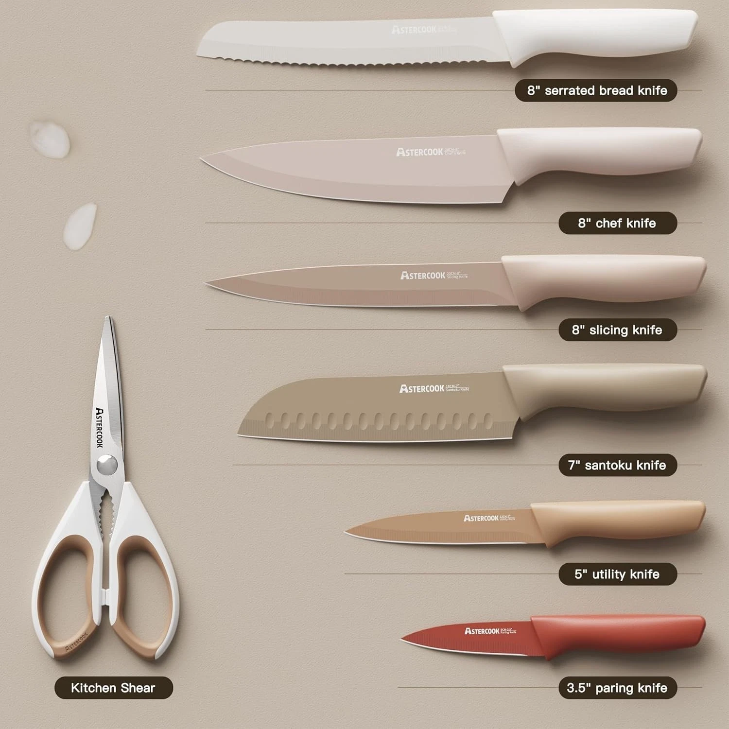 Astercook Knife Set, 13 Pieces Kitchen Knives Set with Healthy Anti-Rust Coating
Opens in a new wind