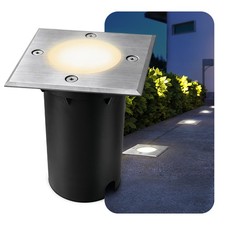 KALPA Bodeneinbauleuchte silber IP67 2W LED GU10 Strahler warmweiß Bodenlampe