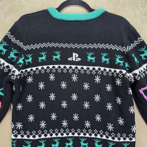 PlayStation By Geeknet Black & Green Ugly Christmas Knit Sweater Unisex Size M - Picture 15 of 15