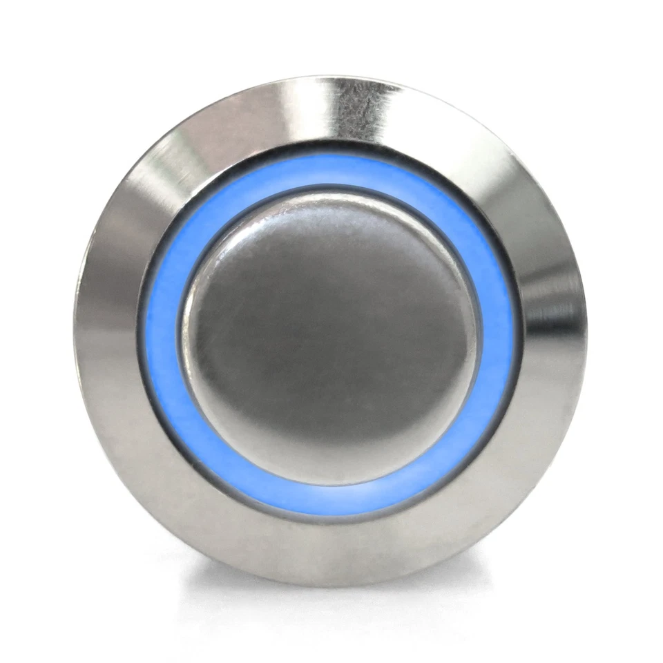 Botón Billet 16mm Enganche con LED Anillo Azul uconnect Accesorios sbc Foto 3 de 4